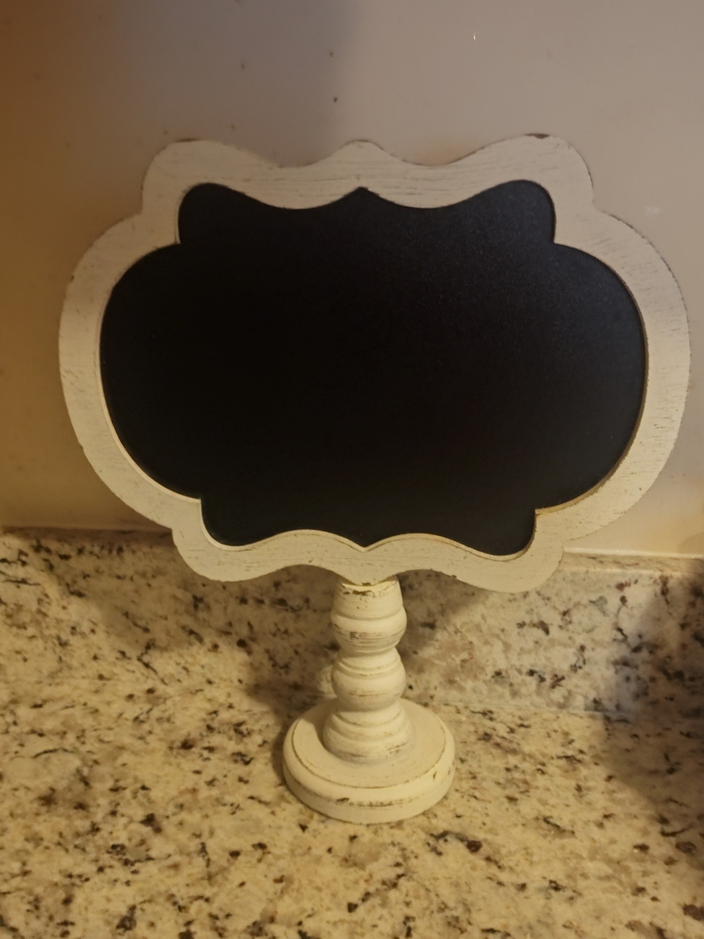 Distressed White Chalkboard Table Sign - Decorative Home Accent